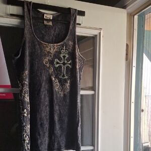 Embellished Black Tank Top